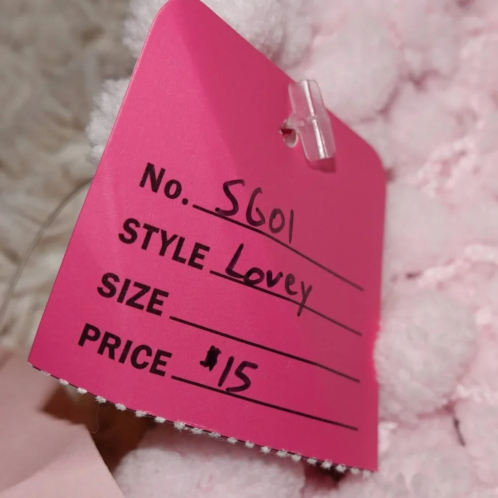 Pastel Pink Soft Bunny Tail Lovey Blanket for Kids and Children 12